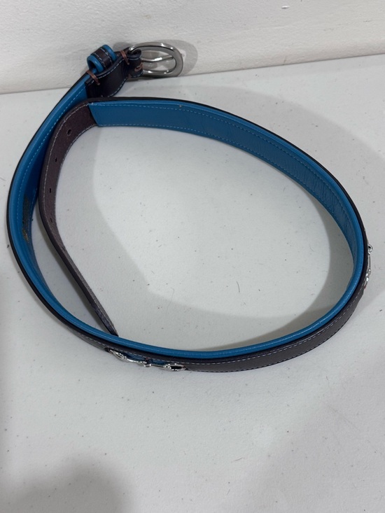 rag & bone Black Leather Belt with Blue Interior and Silver Hardware - Picture 6 of 13